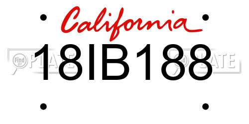 18IB188 California License Plate