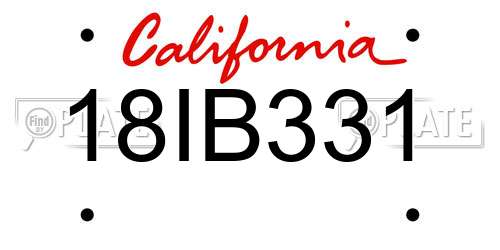 18IB331 California License Plate