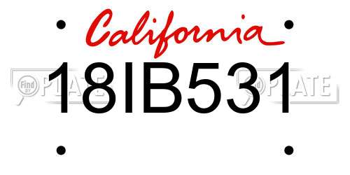 18IB531 California License Plate