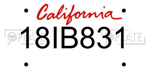 18IB831 California License Plate