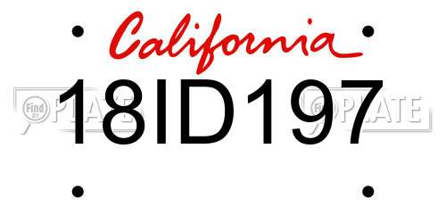18ID197 California License Plate
