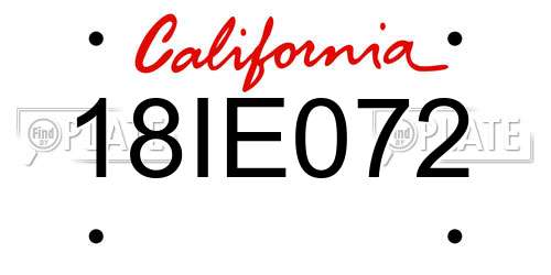 18IE072 California License Plate