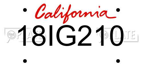 18IG210 California License Plate