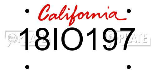 18IO197 California License Plate