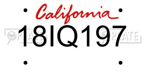 18IQ197 California License Plate