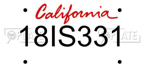 18IS331 California License Plate