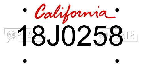 18J0258 California License Plate