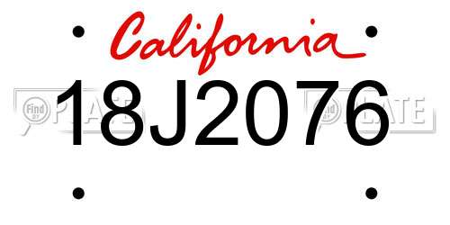18J2076 California License Plate