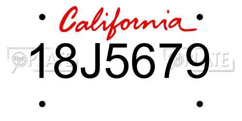18J5679 California License Plate
