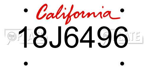 18J6496 California License Plate