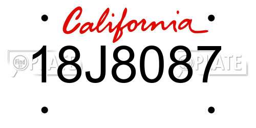 18J8087 California License Plate
