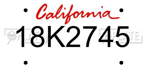 18K2745 California License Plate