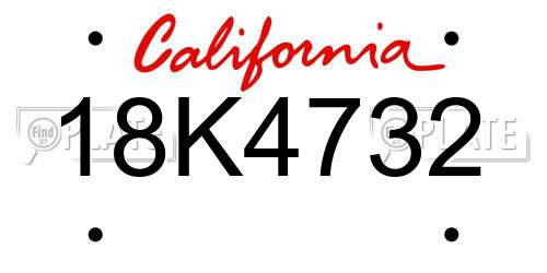 18K4732 California License Plate