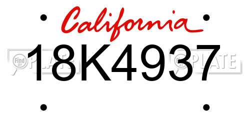 18K4937 California License Plate