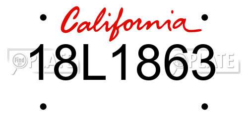 18L1863 California License Plate