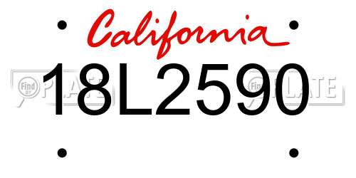18L2590 California License Plate