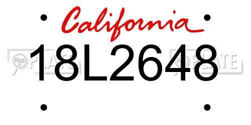 18L2648 California License Plate