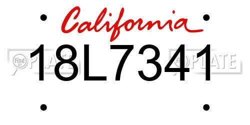 18L7341 California License Plate