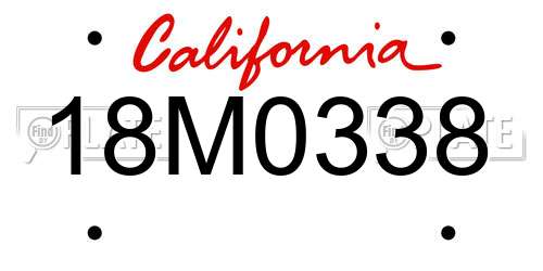 18M0338 California License Plate