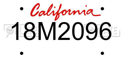 18M2096 California License Plate