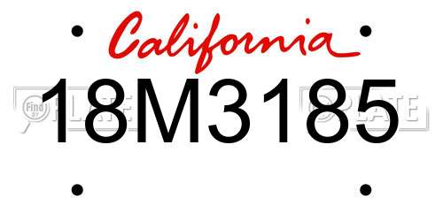 18M3185 California License Plate