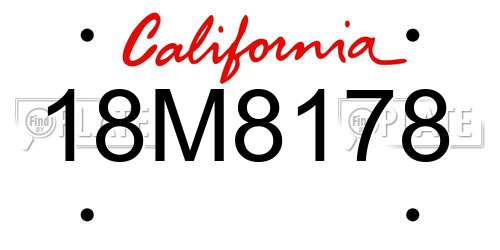 18M8178 California License Plate
