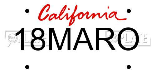 18MARO California License Plate