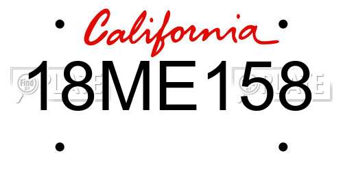18ME158 California License Plate