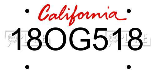 18OG518 California License Plate