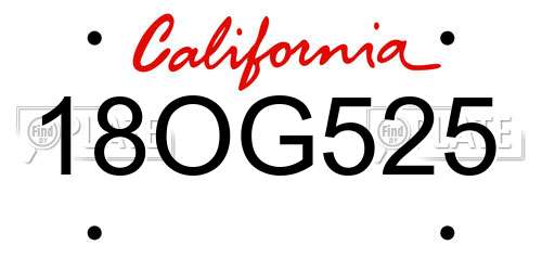 18OG525 California License Plate