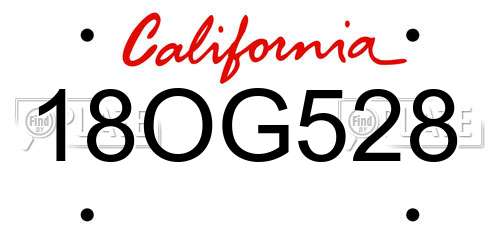 18OG528 California License Plate