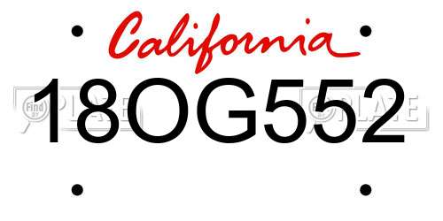 18OG552 California License Plate