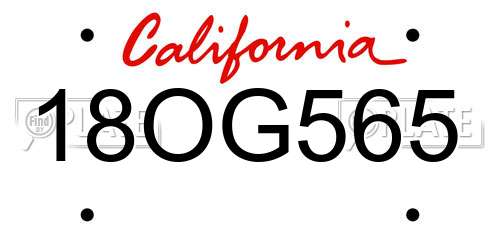 18OG565 California License Plate