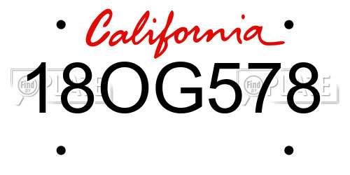 18OG578 California License Plate