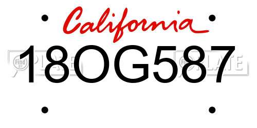 18OG587 California License Plate