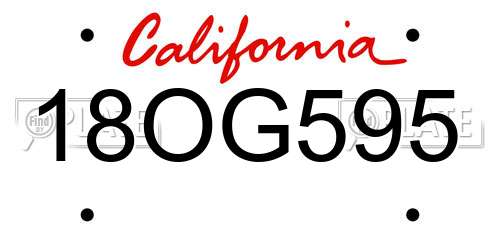 18OG595 California License Plate