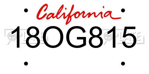 18OG815 California License Plate