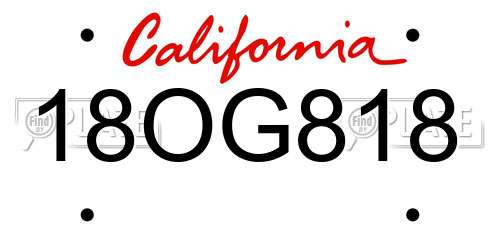18OG818 California License Plate