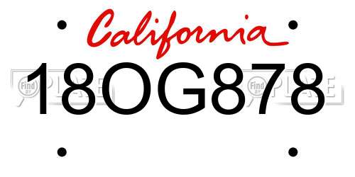 18OG878 California License Plate