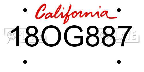 18OG887 California License Plate
