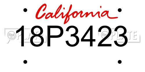 18P3423 California License Plate