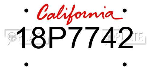 18P7742 California License Plate