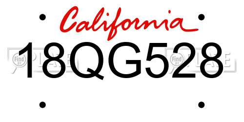 18QG528 California License Plate