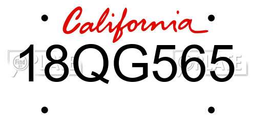 18QG565 California License Plate
