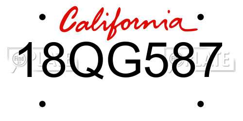 18QG587 California License Plate
