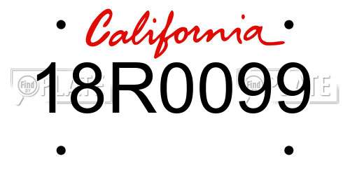 18R0099 California License Plate