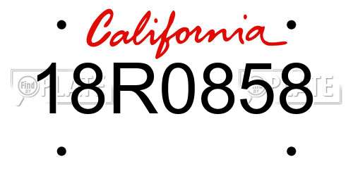18R0858 California License Plate