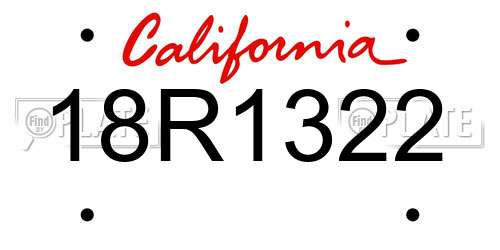 18R1322 California License Plate