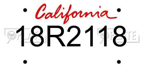 18R2118 California License Plate
