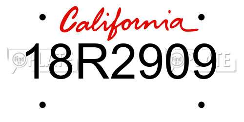 18R2909 California License Plate